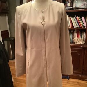 Calvin Klein Zip Front Jacket Coat Beige US Size 8